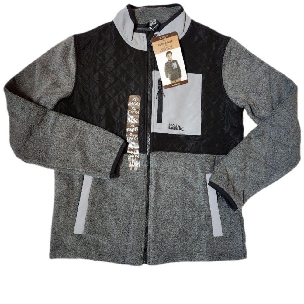 Eddie Bauer Kids Polar Fleece Jacket XL 14/16 Charcoal Heather